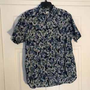 Gap Watercolor Short Sleeve Shirt, Blue Green, XL